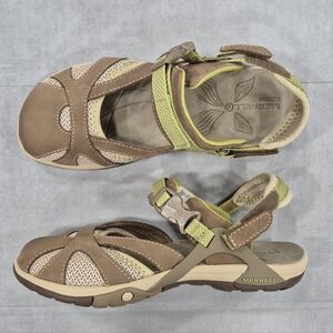 Merrell shoes women's 6 Otter brown nubuck closed toe sandals adjustable straps